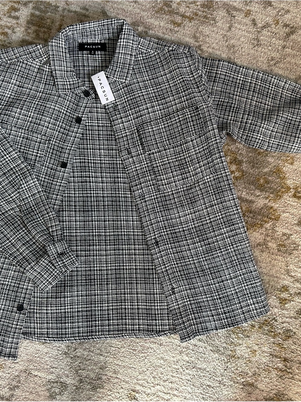 PacSun Black White Plaid Oversized Shacket NWT